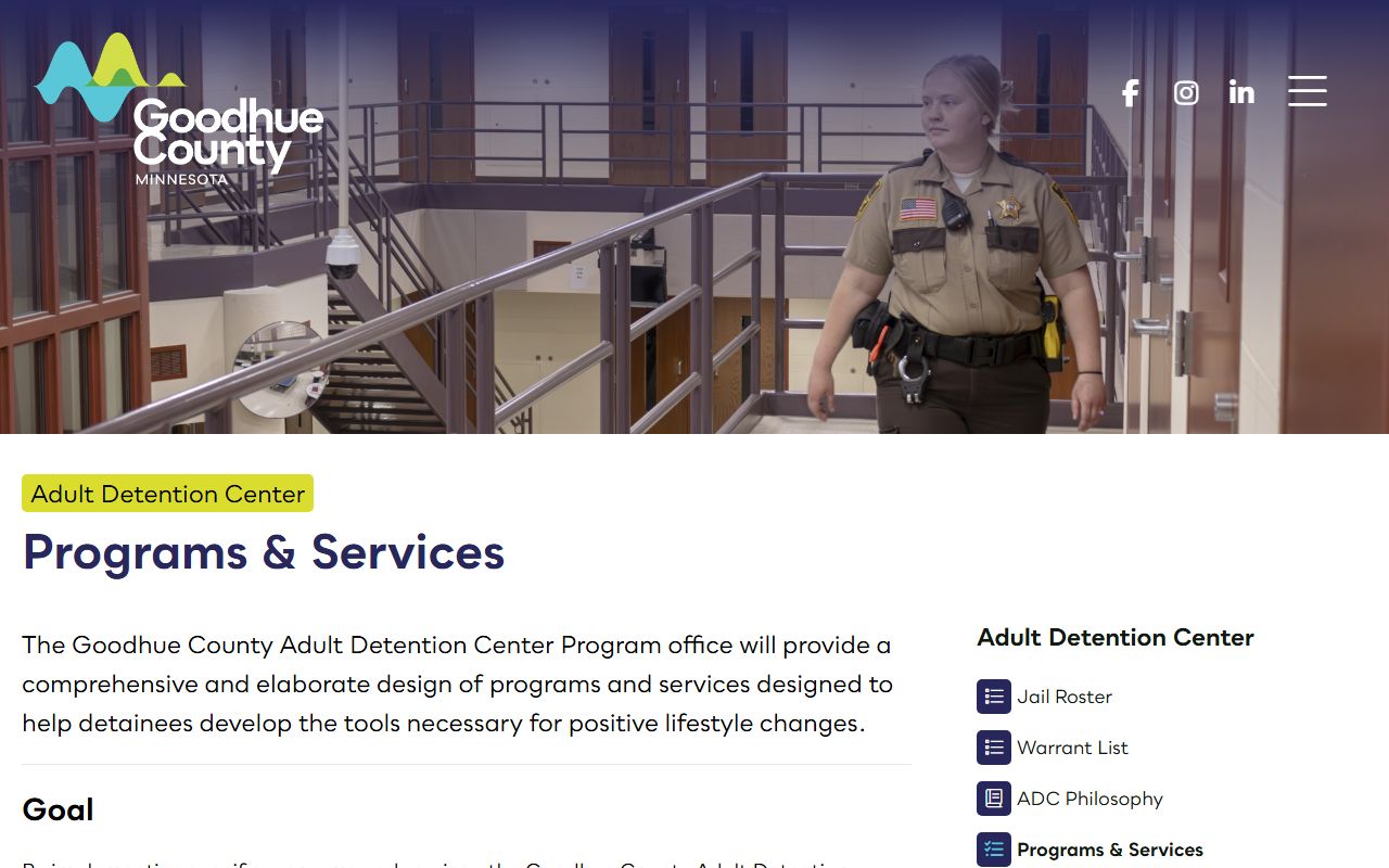Goodhue County Adult Detention Center programs and services page